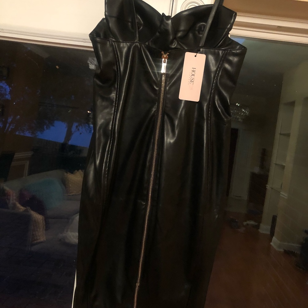 Black Faux Leather Dress (House of CB)